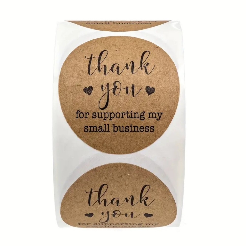 Kraft Paper Thank You Label Stickers 500pcs Round 1in